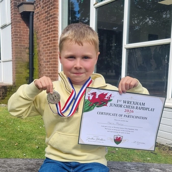 Harris Martin at the Wrexham Junior Chess Rapidplay